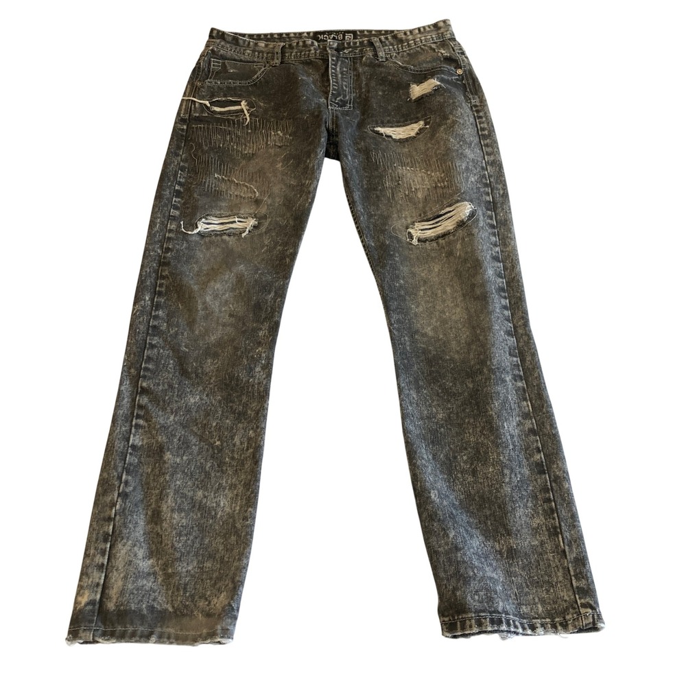 CJ Black Premium Jeans Mens 34x32 (Fit 34x30) Slim Fit Distressed Acid Wash Gray